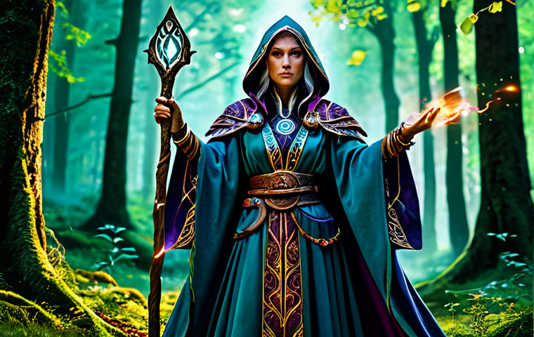 **

A powerful sorceress in vibrant, ornate robes, channeling arcane energy in a lush, ancient forest clearing. Magical runes glow around her. Staff in hand, she is casting a potent spell. Perfect anatomy, well-formed hands, appropriate attire, dynamic pose, high fantasy art, epic scale. Safe for work, professional, appropriate content, fully clothed.

**