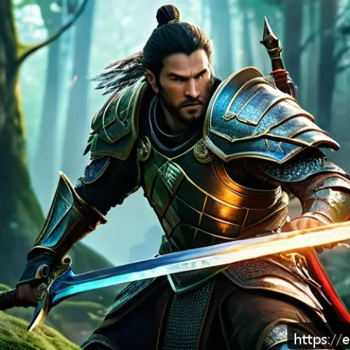 히트2 클래식 서버와 차이점 - A dynamic fantasy battle scene showcasing a skilled warrior engaged in combat with mythical creature...