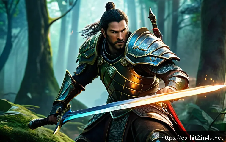히트2 클래식 서버와 차이점 - A dynamic fantasy battle scene showcasing a skilled warrior engaged in combat with mythical creature...