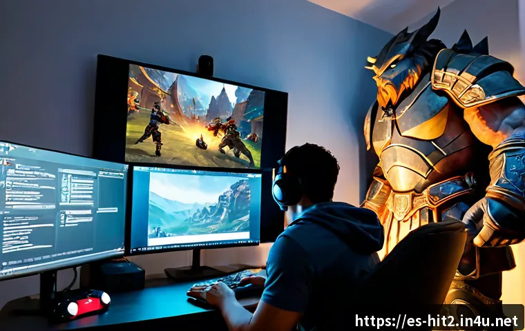 Home 17 히트2 PvE 공략 전문가 팁 - Photorealistic Spanish-speaking gamer in a modern apartment, calmly studying a fantasy MMORPG PvE bo...